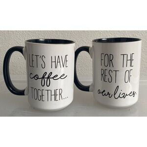 Bridal Shower Engagement Couple Coffee Mugs White/Black Bachelorette Gift 12 OZ